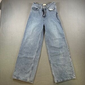 HM Womens High Waisted Wide Leg Jeans Light Wash Blue Denim Size 2 US 34 EUR